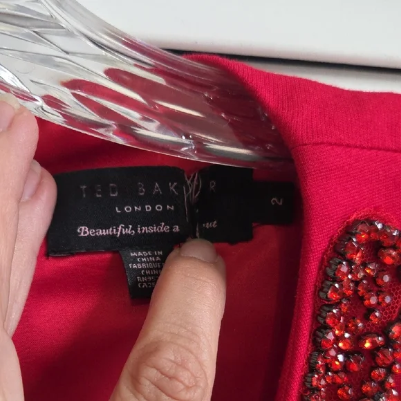 Ted Baker Red Sheath Mini Dress V-neck Sleeveless - Picture 5 of 7